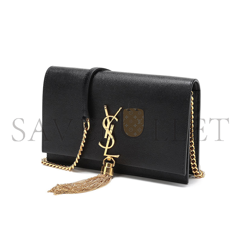 YSL KATE MONOGRAM TASSEL CHAIN WALLET IN GRAIN DE POUDRE EMBOSSED LEATHER 452159 (19*12.5*4cm)